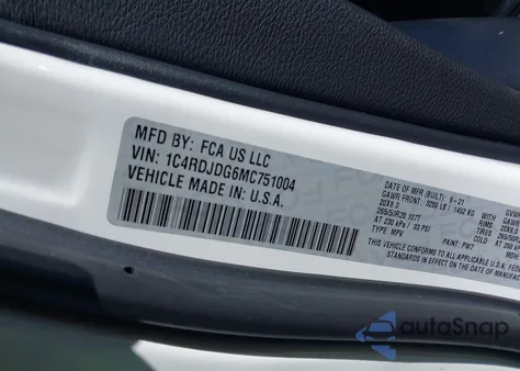 2021 Dodge Durango Gt Plus Awd from USA, damaged, VIN 1C4RDJDG6MC751004